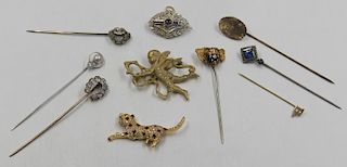 JEWELRY. Antique Brooch and Stick Pin Grouping.