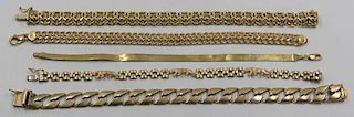 JEWELRY. 14kt and 18kt Gold Bracelet Grouping.