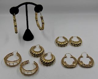 JEWELRY. Gold Hoop Earring Grouping.