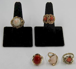 JEWELRY. Coral Ring Grouping.