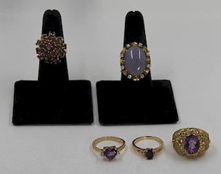 JEWELRY. Amethyst and Jade Jewelry Grouping.