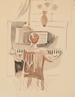 FRANCISCO BORÉS LÓPEZ (Madrid, 1898 - Paris, 1972). "The piano", 2000. Watercolor on paper.