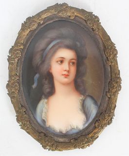 Oval Painting of a Lady on Porcelain              