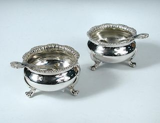 A pair of Victorian silver tub salts, by Robert Hennell III, London 1841, each of plain tub shape be
