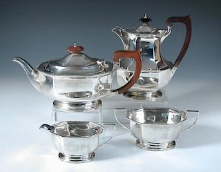 A four piece silver teaset, by The Adie Brothers, Birmingham 1946/47, the octagonal gadroon edged te