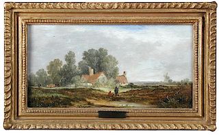 Edward Charles Williams (British, 1781-1855) A rural landscape, near Weybridge, Surrey oil on panel