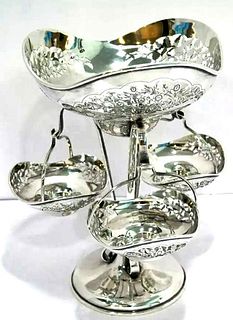 English George III style Sterling Silver Floral Epergne