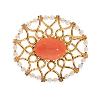 Brooch in 18kt yellow gold with oval shape