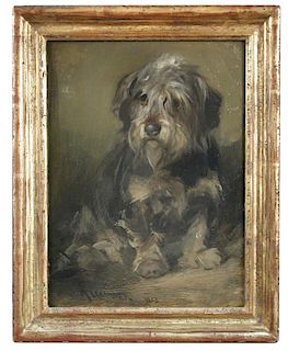 Robert L Alexander (British, 1840-1923) Study of a Dandie Dinmont Terrier signed and dated lower lef