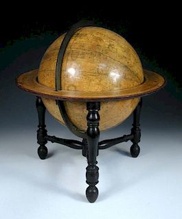 A Newton's 'New and Improved' Celestial 12 inch Globe, circa 1850, with engraved meridian ring, varn