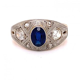 1920â€™s Platinum 18k Sapphire Diamond Ring