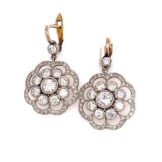 Platinum 18k Flower Diamond Earrings