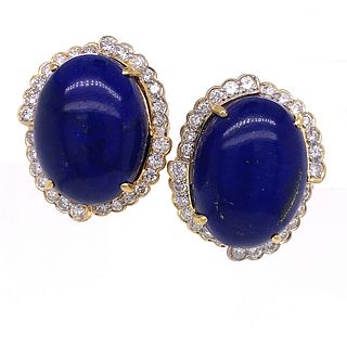 18K Lapis Lazuli and Diamond Earrings