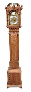A mahogany longcase clock of small proportions, circa 1920s, the well moulded case with brass 13cm (