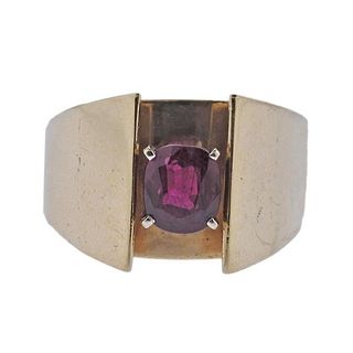 Vintage Synthetic Ruby 14k Gold Ring