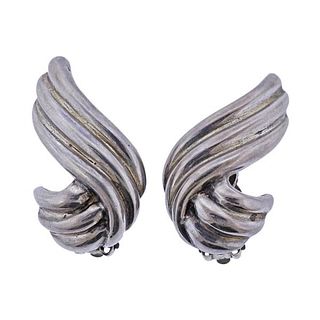 Tiffany &amp; Co Sterling Silver Wing Motif Earrings