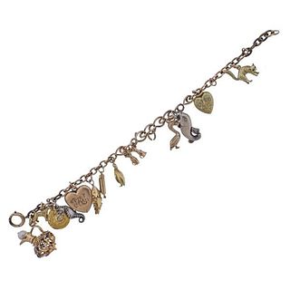 Antique Gold Silver Charm Bracelet