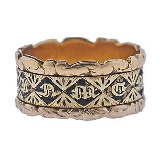 Antique English 18k Gold Enamel Band Ring