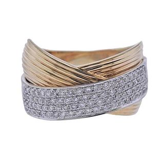 Effy 14k Gold Diamond Crossover Ring