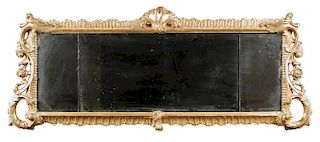 A 19th century carved wood gilt overmantle mirror, the frame carved and pierced with acanthus scroll