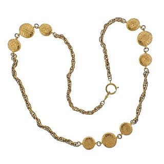 Chanel Gold Tone Long Station Chain Necklace