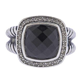 David Yurman Albion Diamond Onyx Silver Ring
