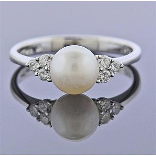 18k Gold Diamond Pearl Ring