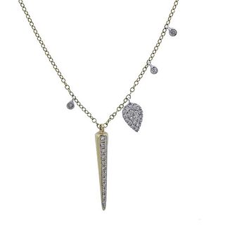 Meira T 14k Gold Diamond Dagger Pendant Necklace