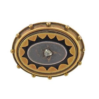 Antique Victorian 18k Gold Diamond Brooch Pin