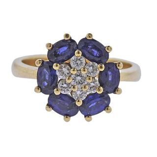 Candame 18k Gold Diamond Sapphire Ring