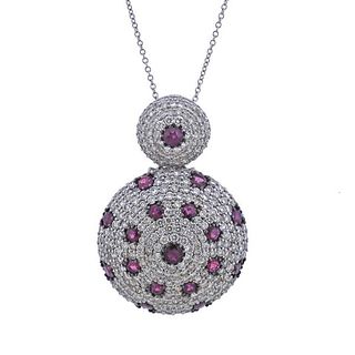 14k Gold Diamond Ruby Pendant Necklace