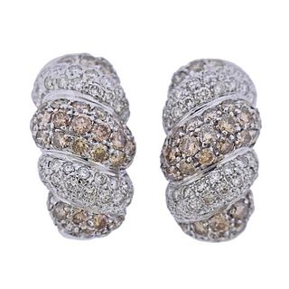 18k Gold Fancy Diamond Half Hoop Earrings
