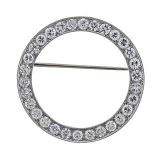 Platinum 2.50ctw Diamond Circle Brooch Pin