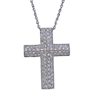 18k Gold Diamond Cross Pendant Necklace