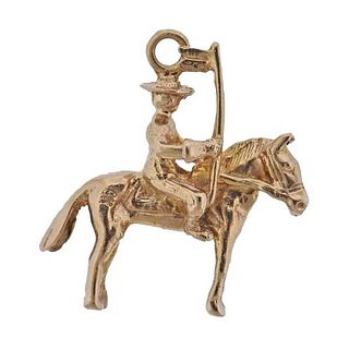 Antique Gold Horse Rider Charm Pendant