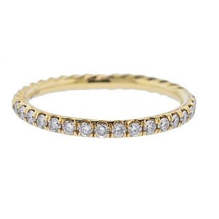 David Yurman 18k Gold Diamond Cable Wedding Band Ring