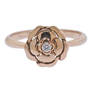 Chanel 18k Rose Gold Diamond Camellia Flower Ring