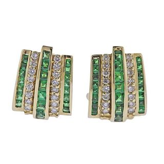 14k Gold Diamond Tsavorite Earrings