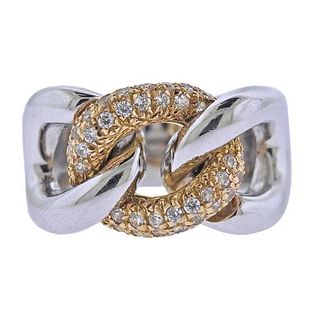 18k Gold Diamond Chain Link Ring