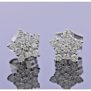 18k Gold Diamond Star Stud Earrings