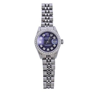Rolex Datejust Stainless Steel 18k Gold Diamond Ladies Watch 69174