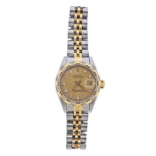 Rolex Datejust  18k Gold Steel Diamond Lady&#39;s Watch 69173