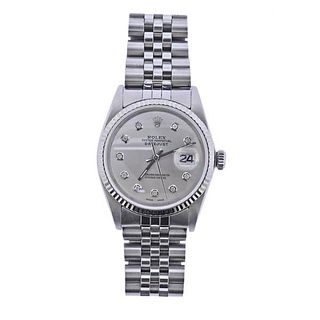 Rolex Datejust 18k Gold Steel Diamond Watch 16014