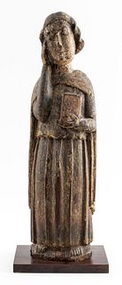 Spanish Wood Figure of a Male Saint, 13th/14th C.