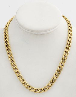 Italian 14K Yellow Gold Curb Link Chain Necklace