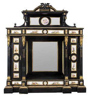 Continental Gilt-Bronze & Porcelain Cabinet