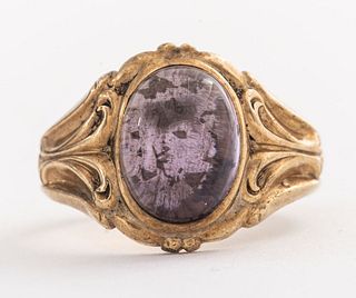Art Nouveau 12K Rose Gold Amethyst Ring