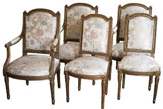 Louis XVI Style Giltwood Salon Chairs, 5