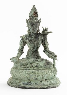 Patinated Bronze Seated Figure of Avalokiteshvara