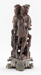 Chinese Carved Soapstone Sculpture of a Fisherman